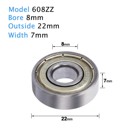 608ZZ Bearings Skateboard Bearing C3 High Speed 8Mmx22Mmx7Mm Bearings for Skateboards, Electric Motor, Wheels, Scooters, Longboard, 3D Printer, Spinners (10 Pack)