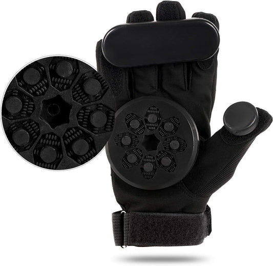 Skateboard Gloves with Sliders，Standard Longboard Downhill Slide Gloves Skate Gloves with 2 Slider Puck Set