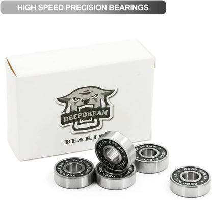 Premium 20Pcs 608Rs Bearings Skateboard Bearings ABEC Bearings Chrome Steel Ball Bearing Longboard Bearings for Quad Skate Double Rubber Sealed Miniature Deep Groove Bearings